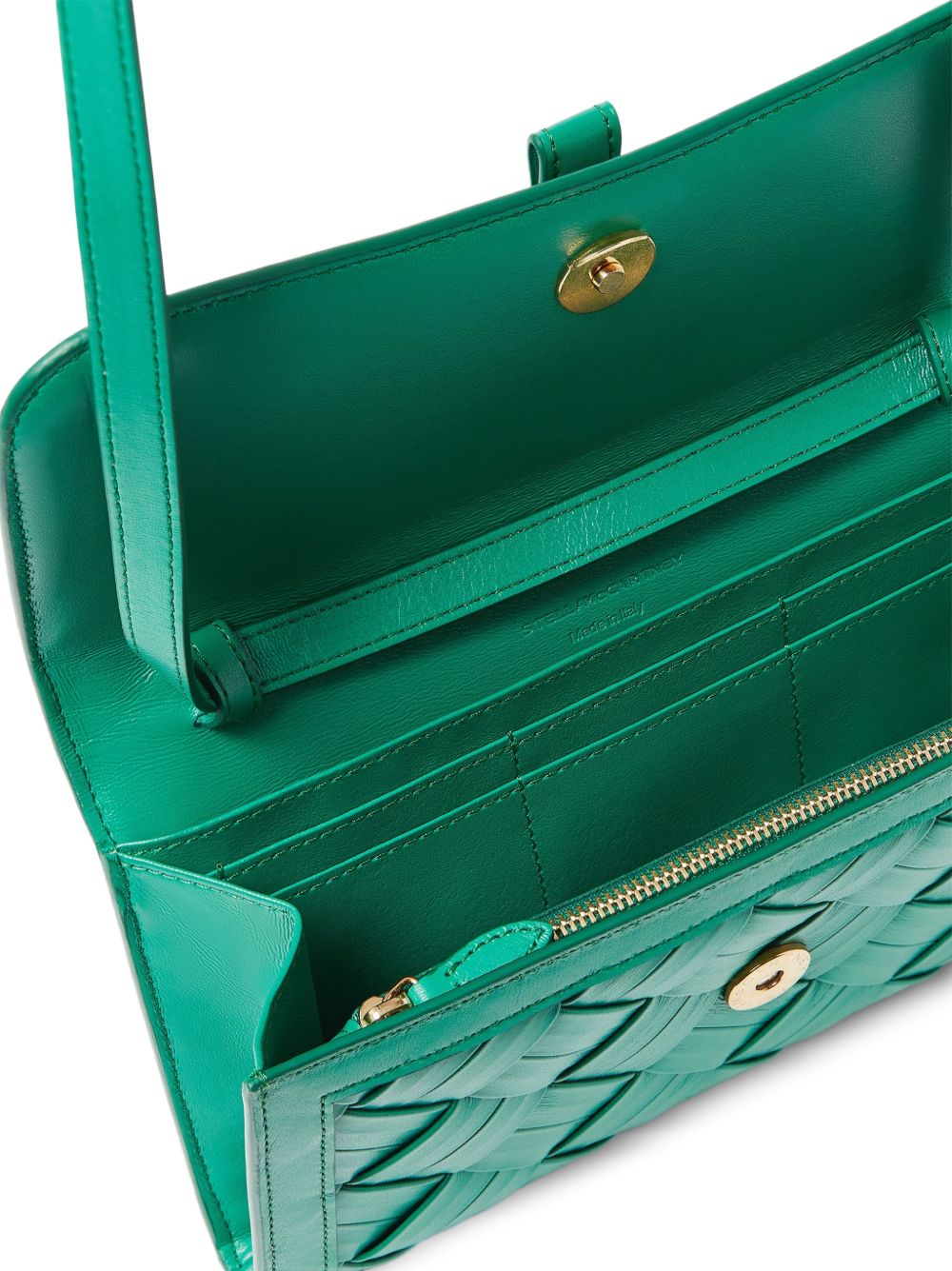STELLA MCCARTNEY Borsa a tracolla Ryder verde con lucchetto