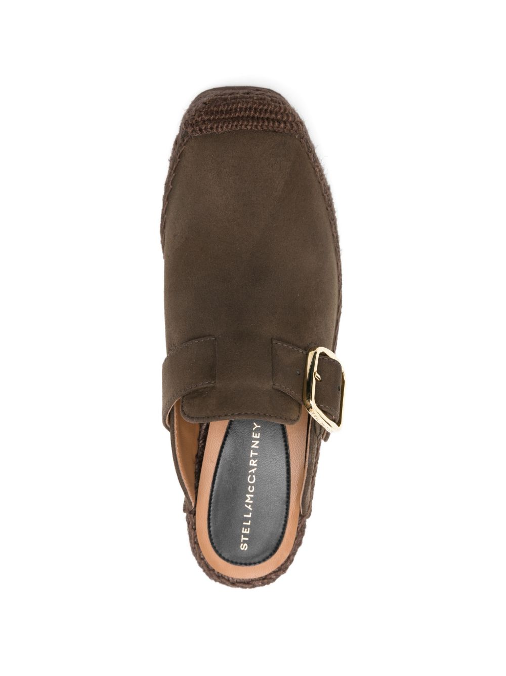 STELLA MCCARTNEY Mules marroni con fibbia e zeppa