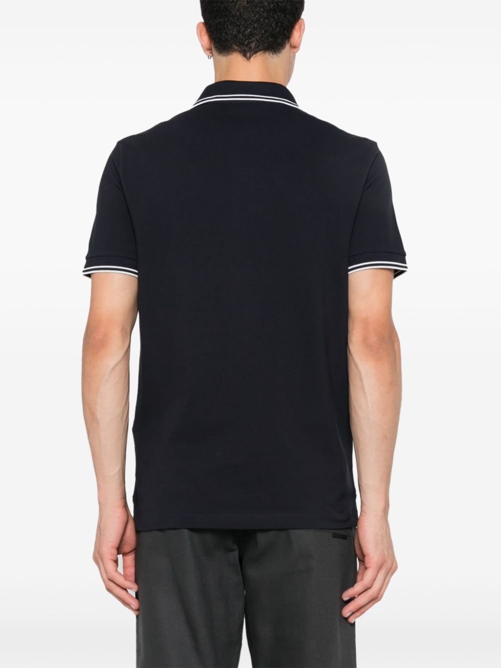 STONE ISLAND Polo in cotone blu con logo