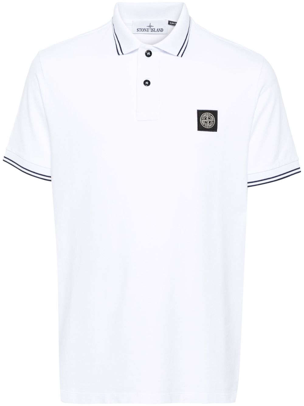 STONE ISLAND Polo in cotone bianco con logo