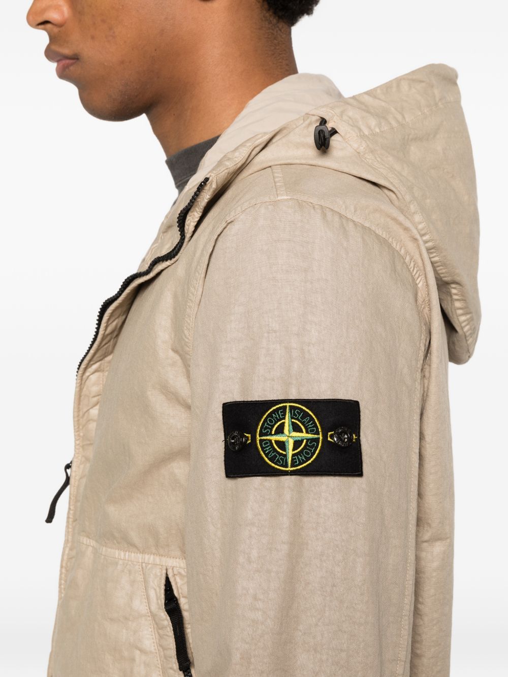 STONE ISLAND Giacca con cappuccio e zip beige