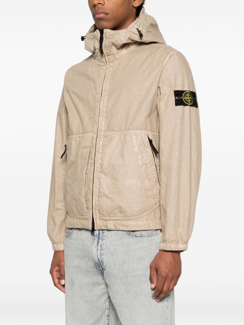 STONE ISLAND Giacca con cappuccio e zip beige