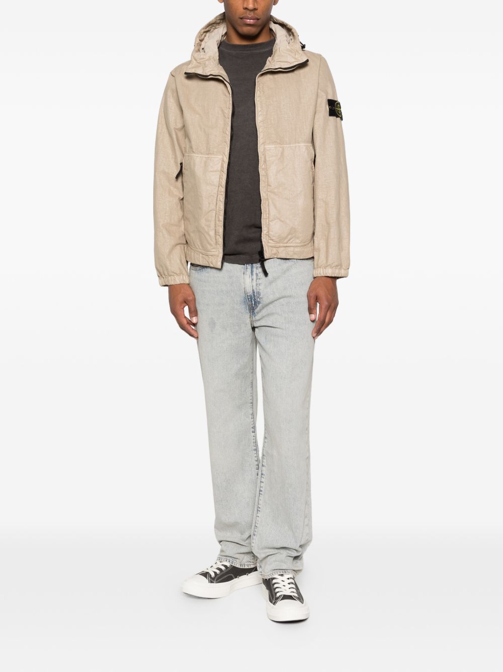 STONE ISLAND Giacca con cappuccio e zip beige