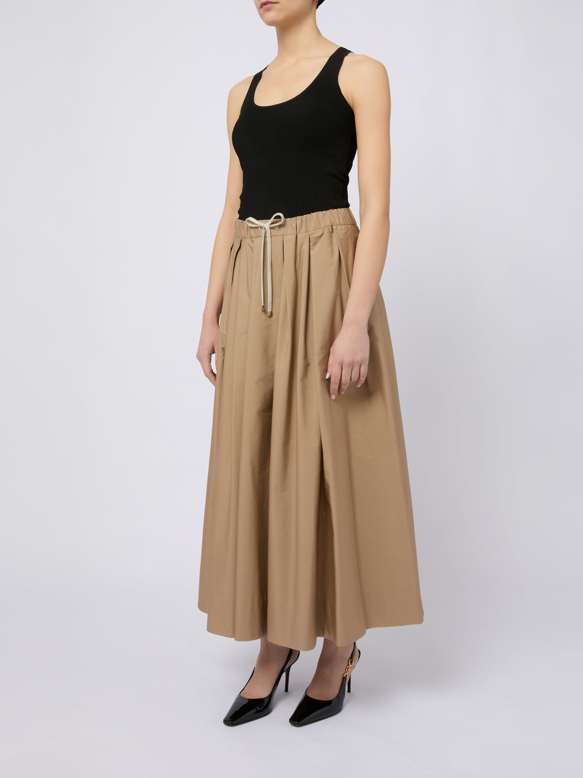 S MAX MARA Gonna lunga Pineta con coulisse in vita beige