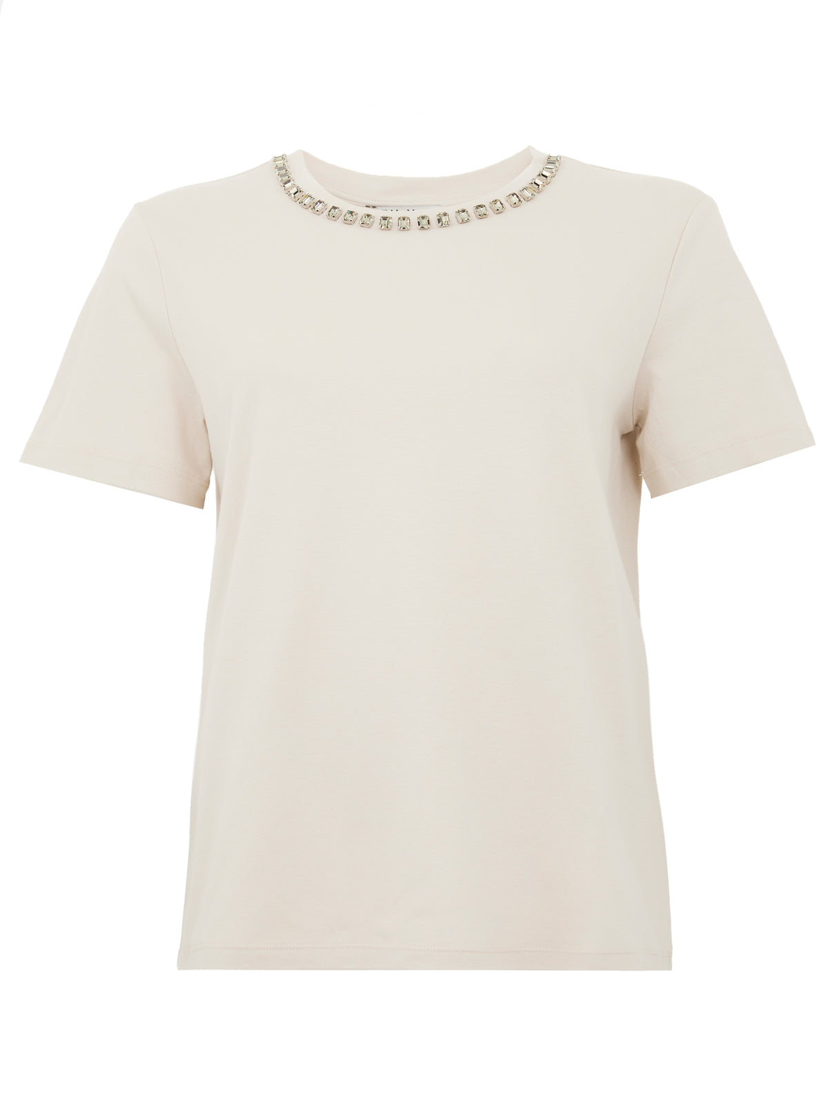S MAX MARA T-shirt Bingo girocollo con strass biege