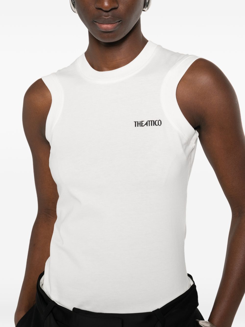 THE ATTICO T-shirt in cotone bianco con logo nero