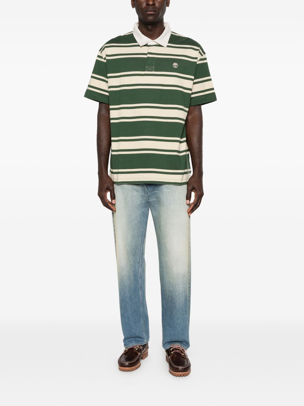 TIMBERLAND Polo verde a righe con logo