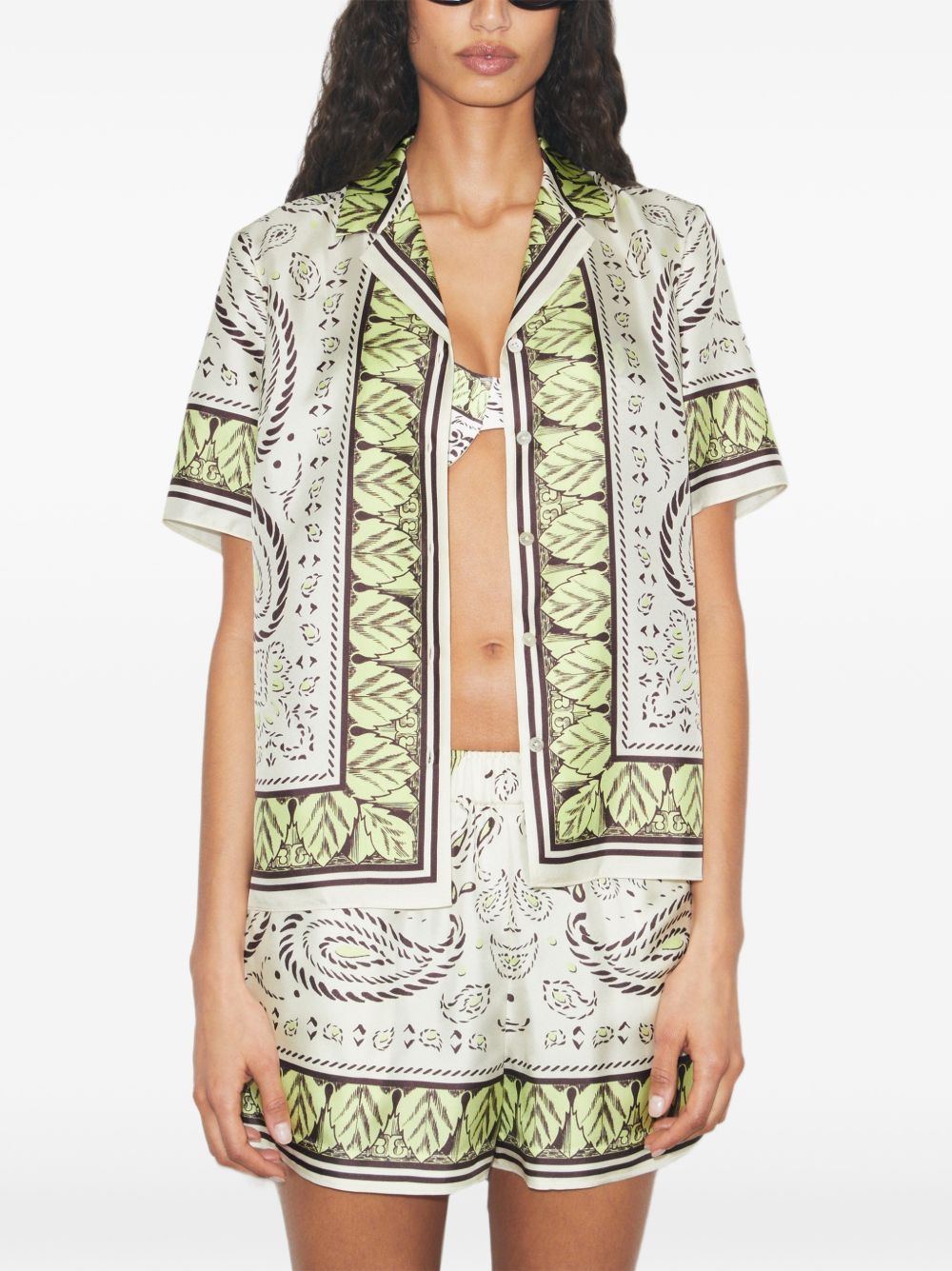 TORY BURCH Camicia camp in seta con stampa