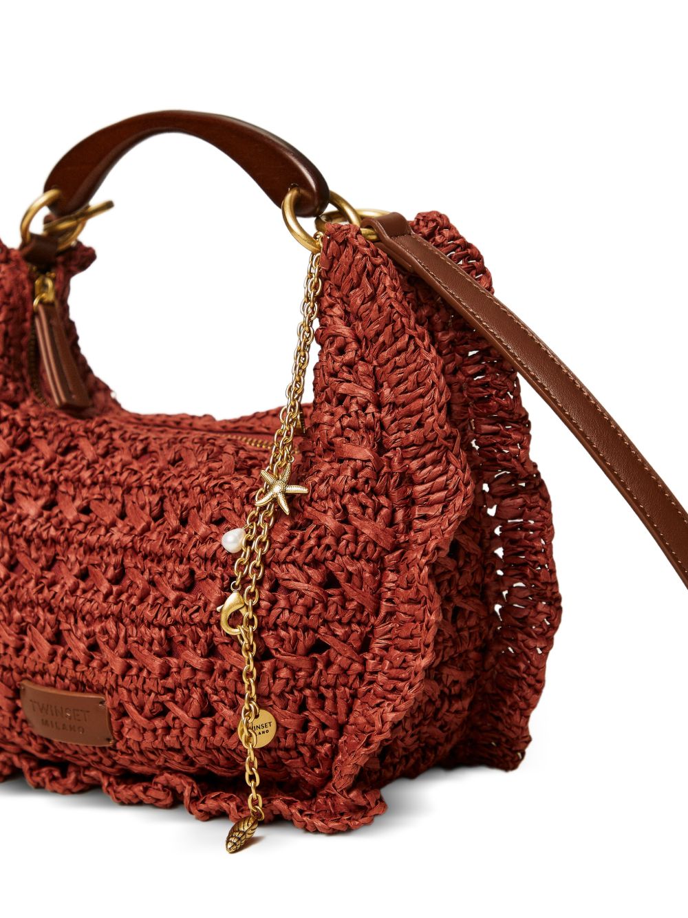 TWINSET Borsa in rafia color ruggine