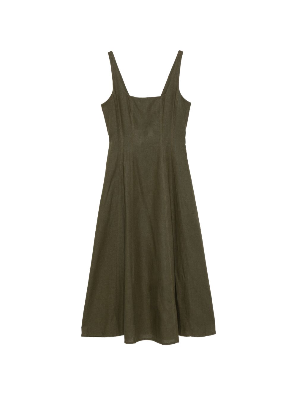 TWINSET Abito midi in lino verde svasato