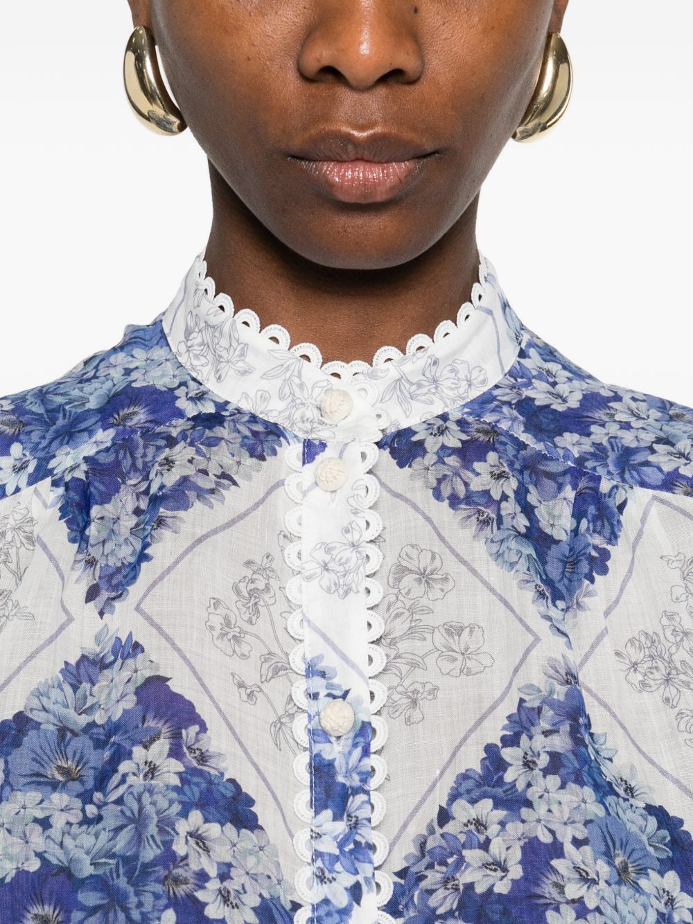 TWINSET Camicia con stampa floreale e volant