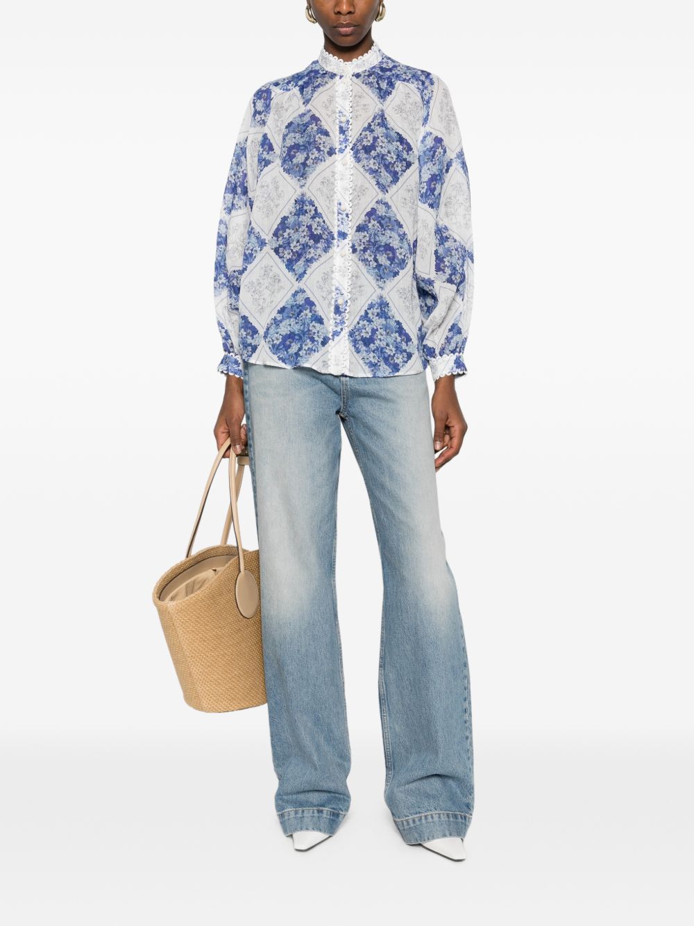 TWINSET Camicia con stampa floreale e volant