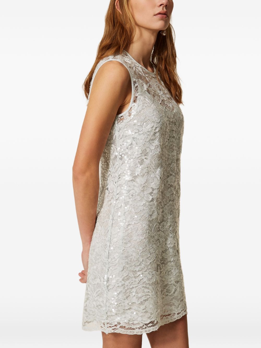 TWINSET Mini abito in pizzo ricamato con paillettes