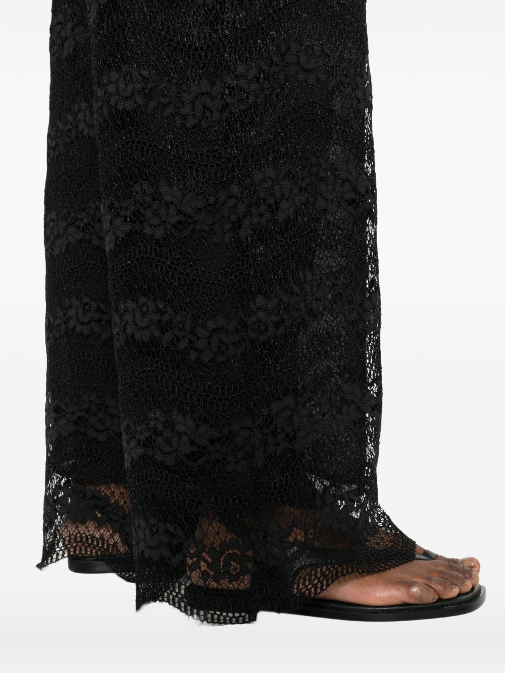 TWINSET Pantaloni neri in pizzo foderati