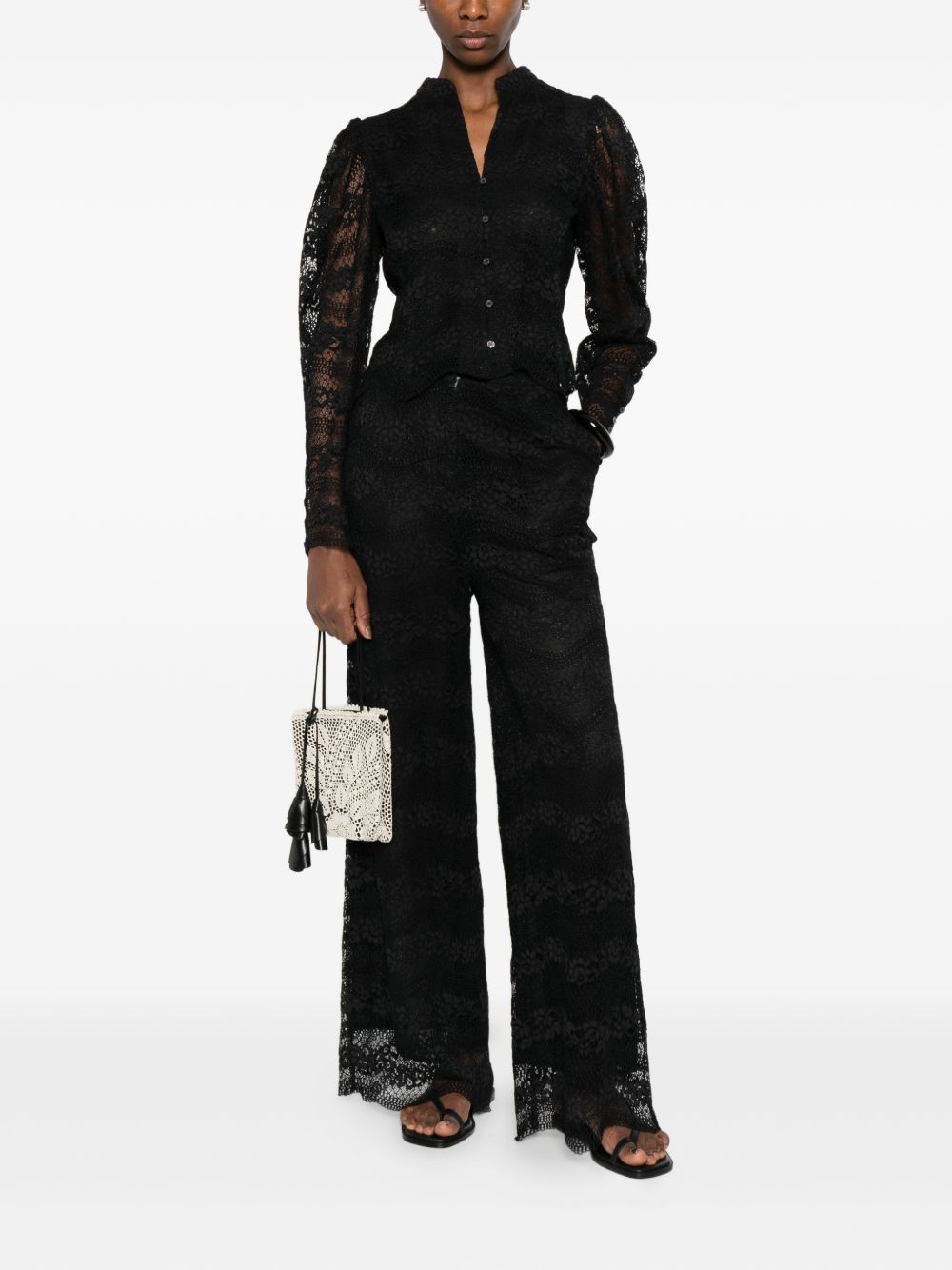 TWINSET Pantaloni neri in pizzo foderati