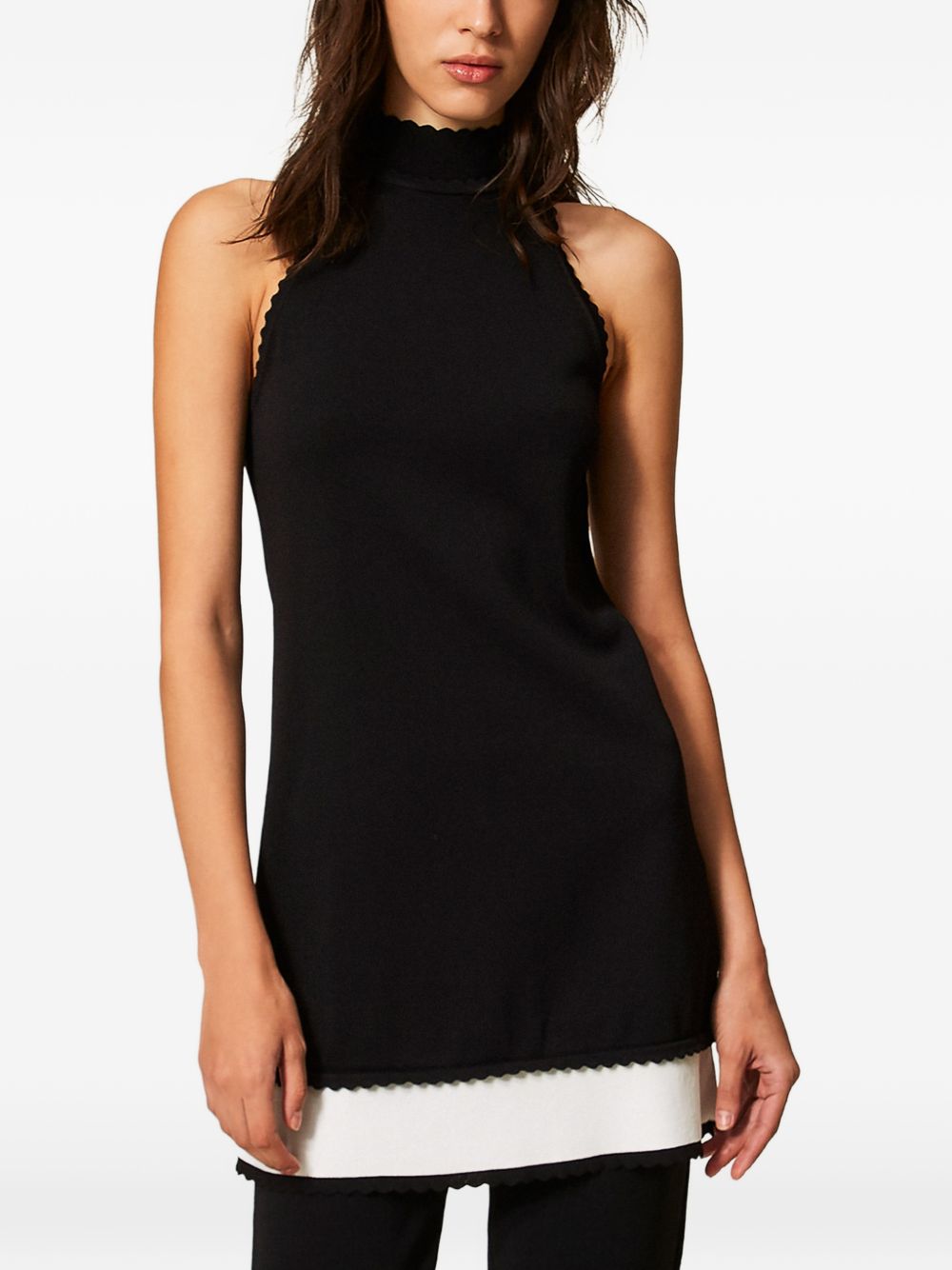 TWINSET Abito corto nero con scollo halter