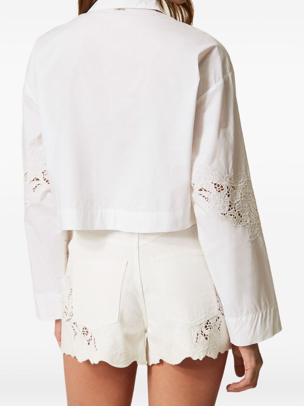 TWINSET Camicia in cotone bianco con ricami