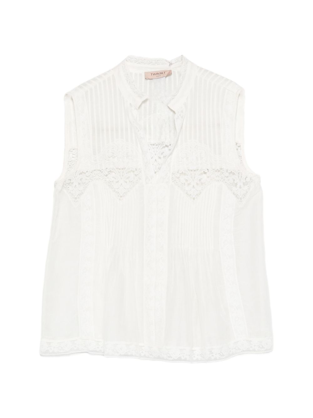 TWINSET Camicia senza maniche con ricami bianca