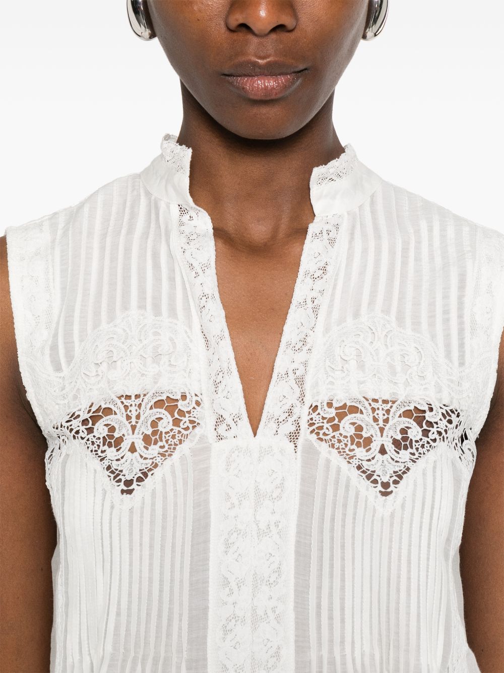 TWINSET Camicia senza maniche con ricami bianca