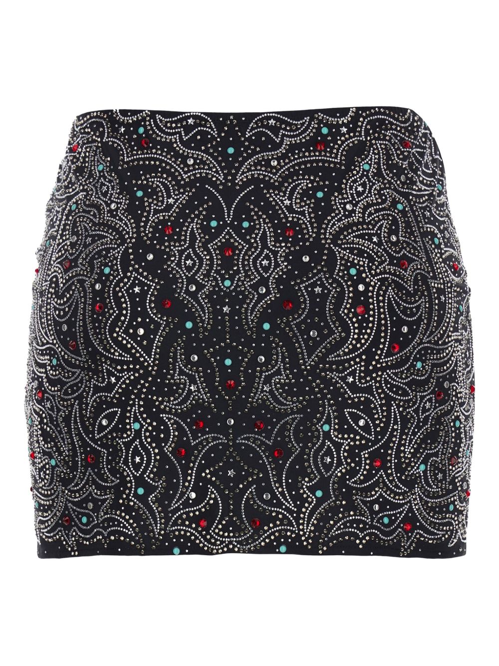 VENUJA Minigonna 54th nera con strass e borchie