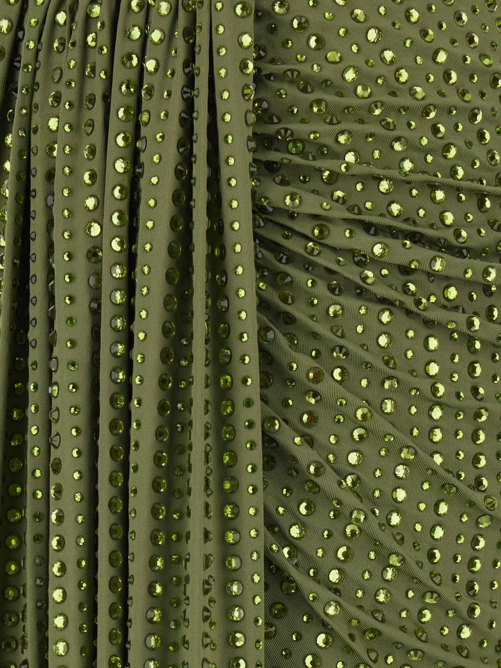 VENUJA Mini gonna Malibu verde con strass e drappeggio