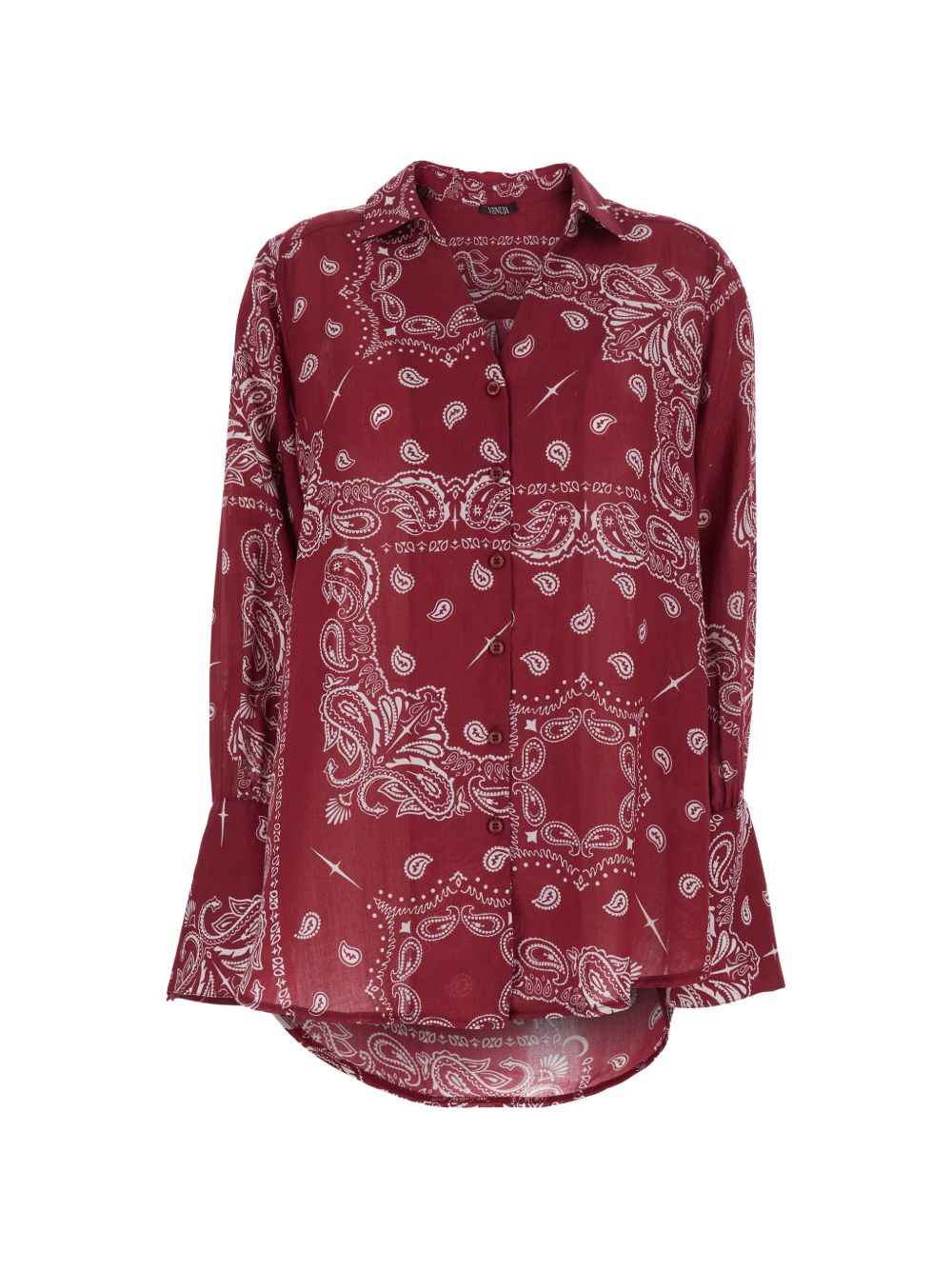 VENUJA Camicia oversize Sierra con stampa bandana rosso scuro