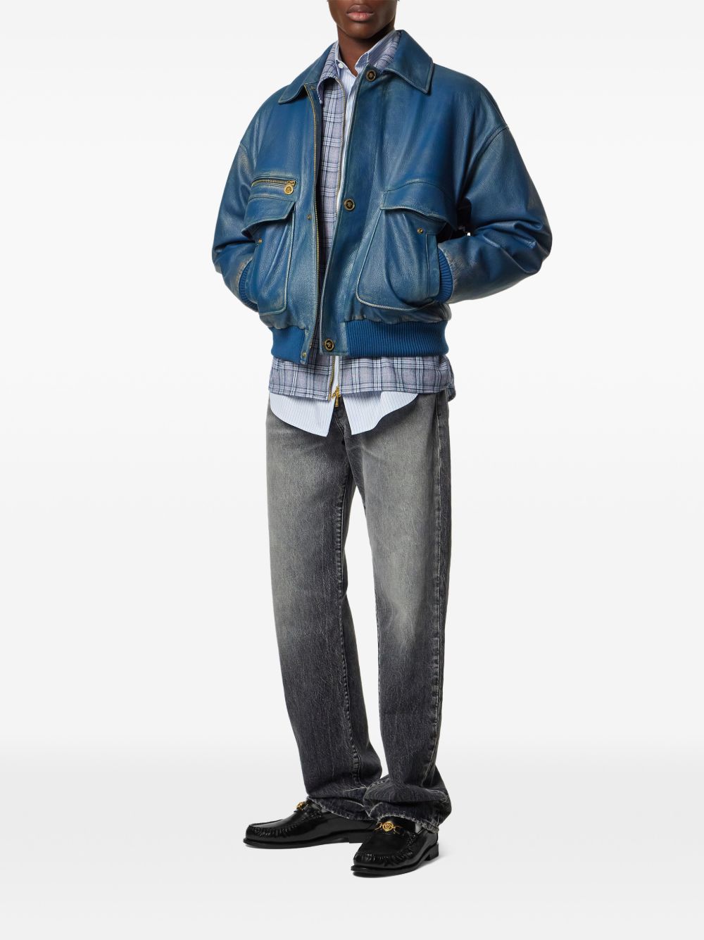 VERSACE Jeans grigio scuro con patch logo