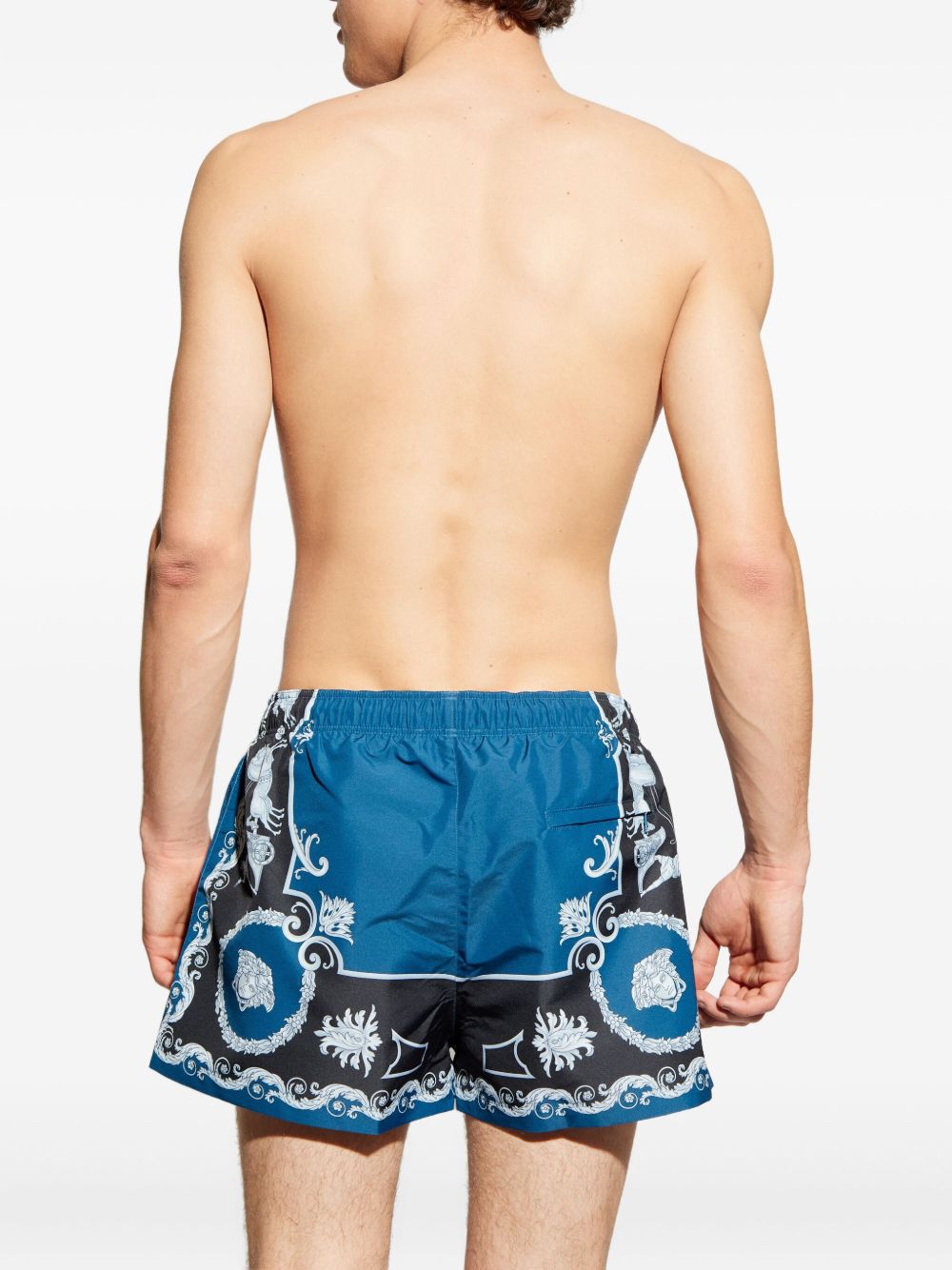 VERSACE Costume da mare blu con stampa