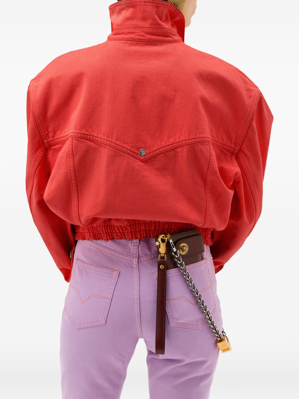 VERSACE Giacca in denim di cotone rosso