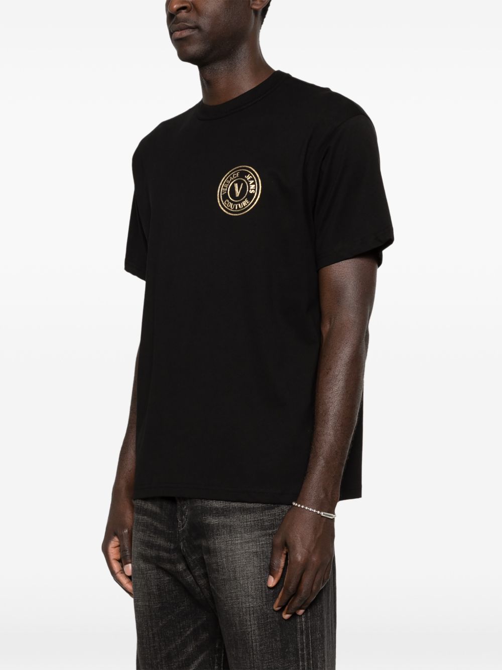 VERSACE JEANS COUTURE T-shirt in cotone nero con logo