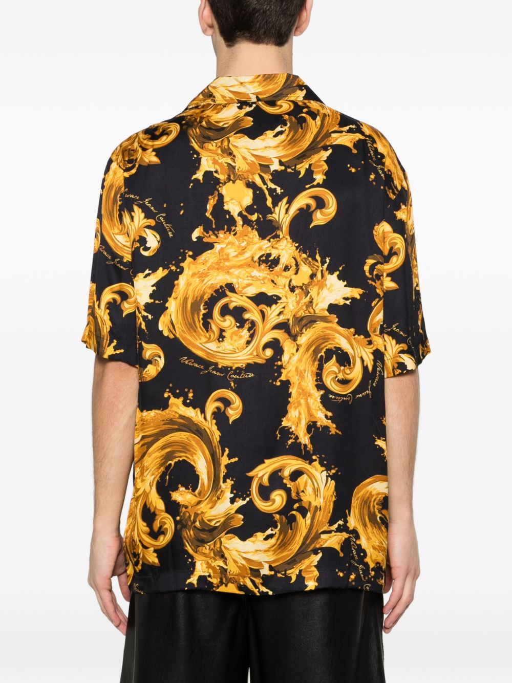 VERSACE JEANS COUTURE Camicia nera con stampa Baroque