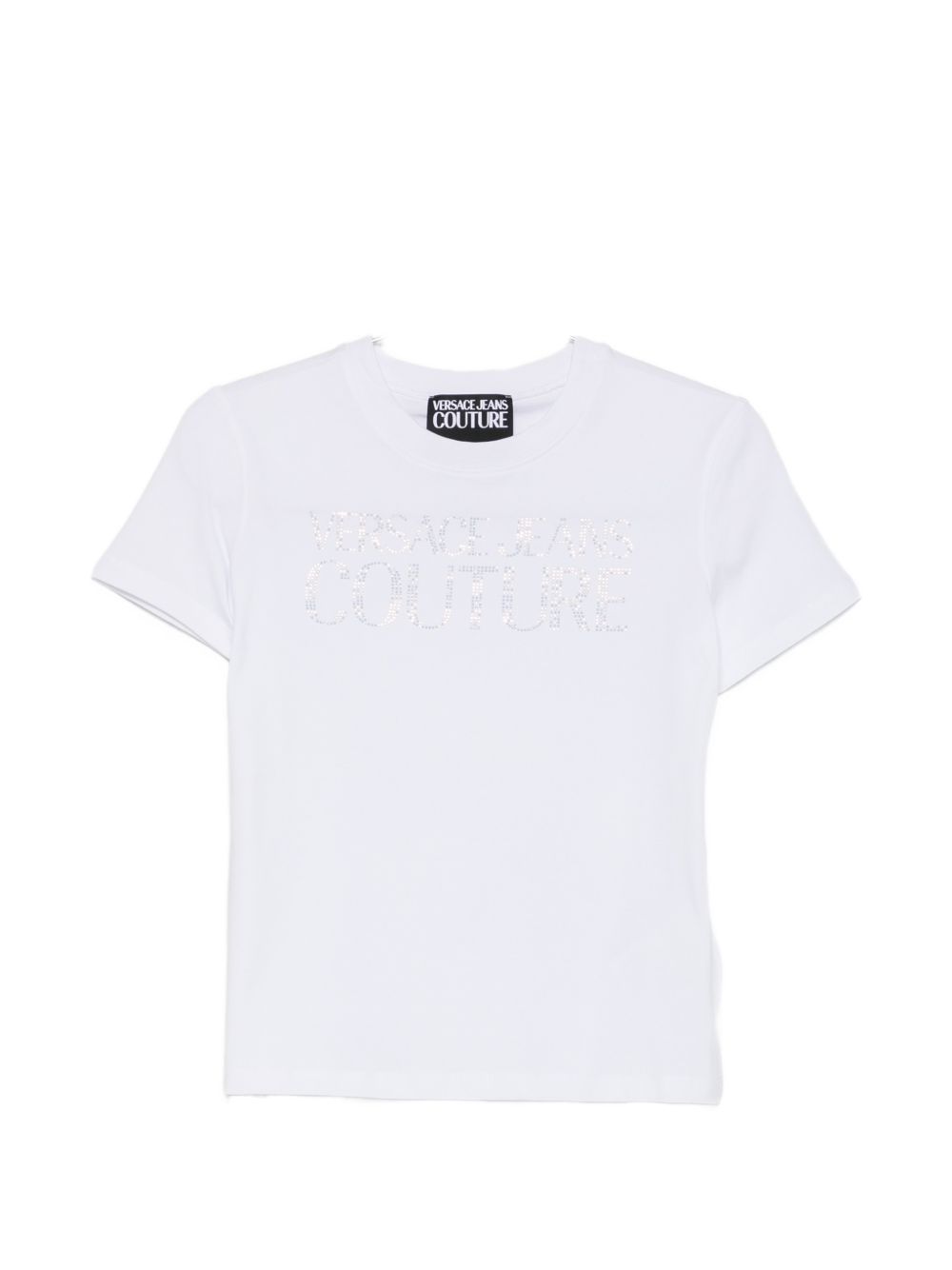 VERSACE JEANS COUTURE T-shirt in cotone elasticizzato con logo glitter