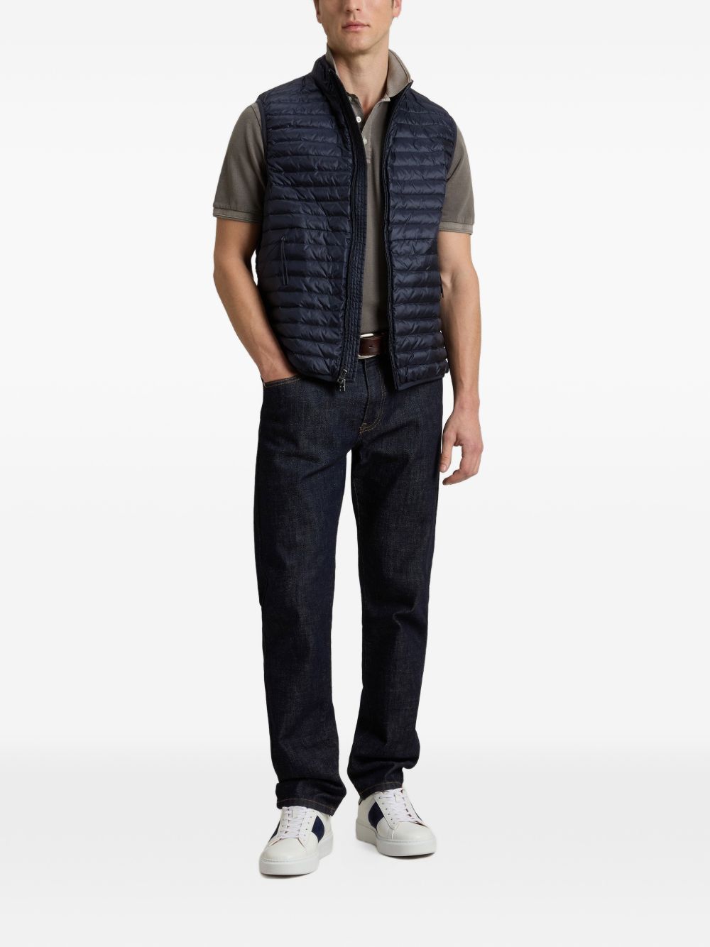 WOOLRICH Gilet trapuntato blu con zip
