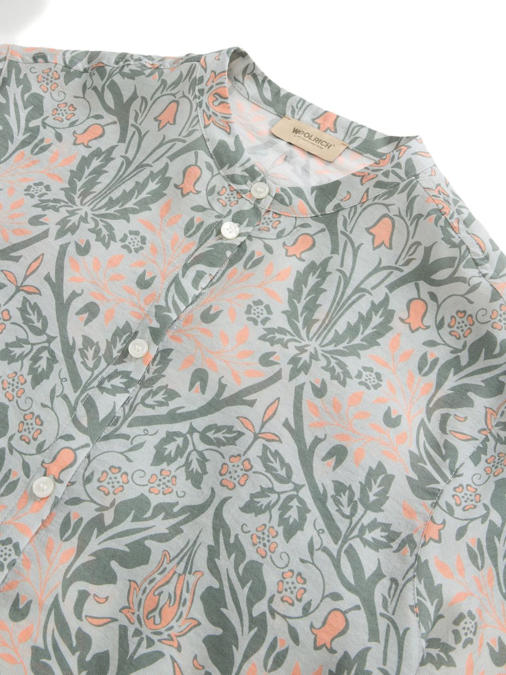 WOOLRICH Camicia fantasia con collo alla coreana e bottoni