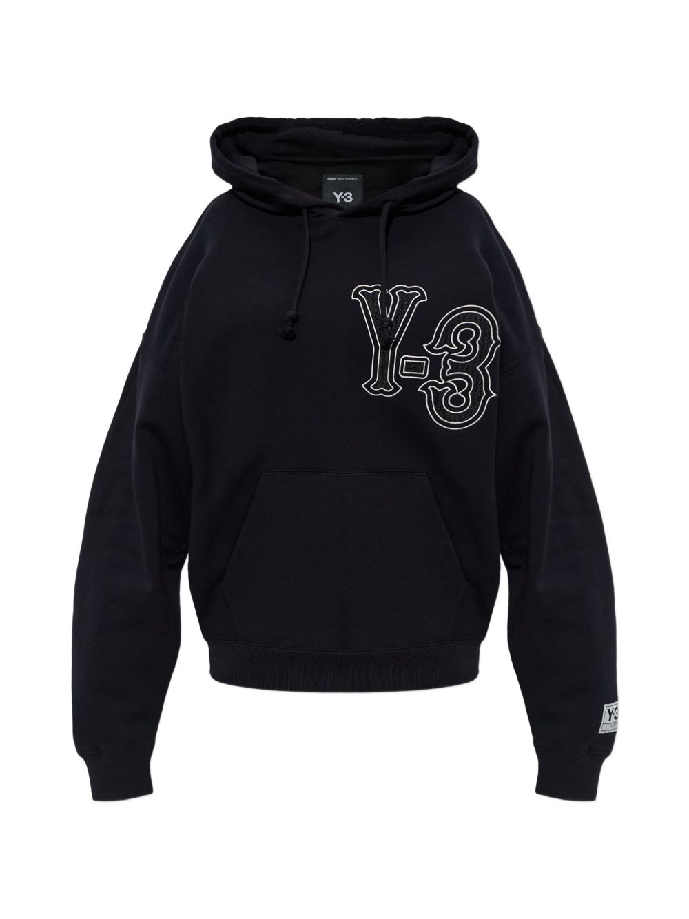 Y3 Felpa nera GFX con cappuccio e stampa logo