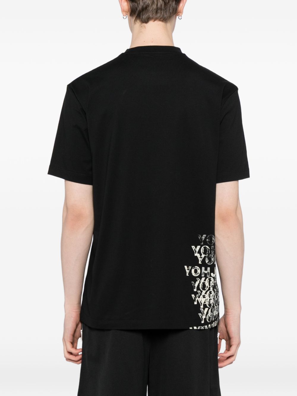 Y3 T-shirt in cotone nero con stampa bianca