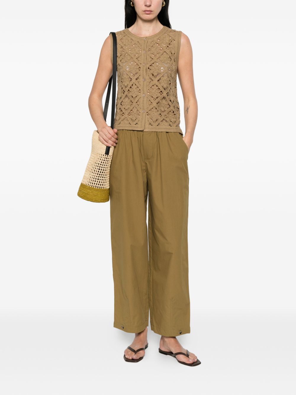 YERSE Gilet Sam in maglia cachi con bottoncini