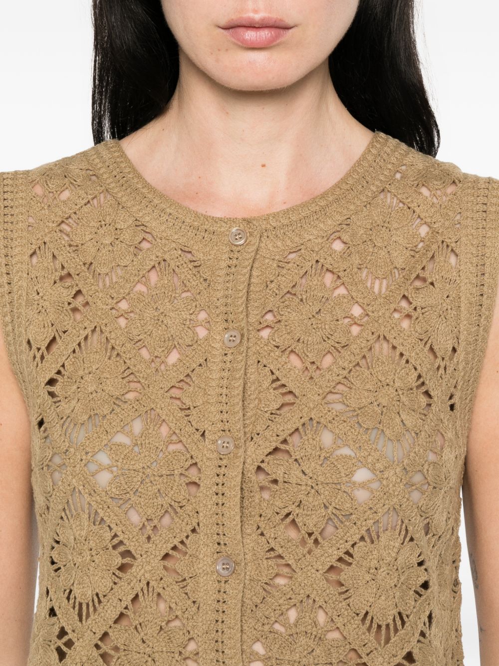 YERSE Gilet Sam in maglia cachi con bottoncini