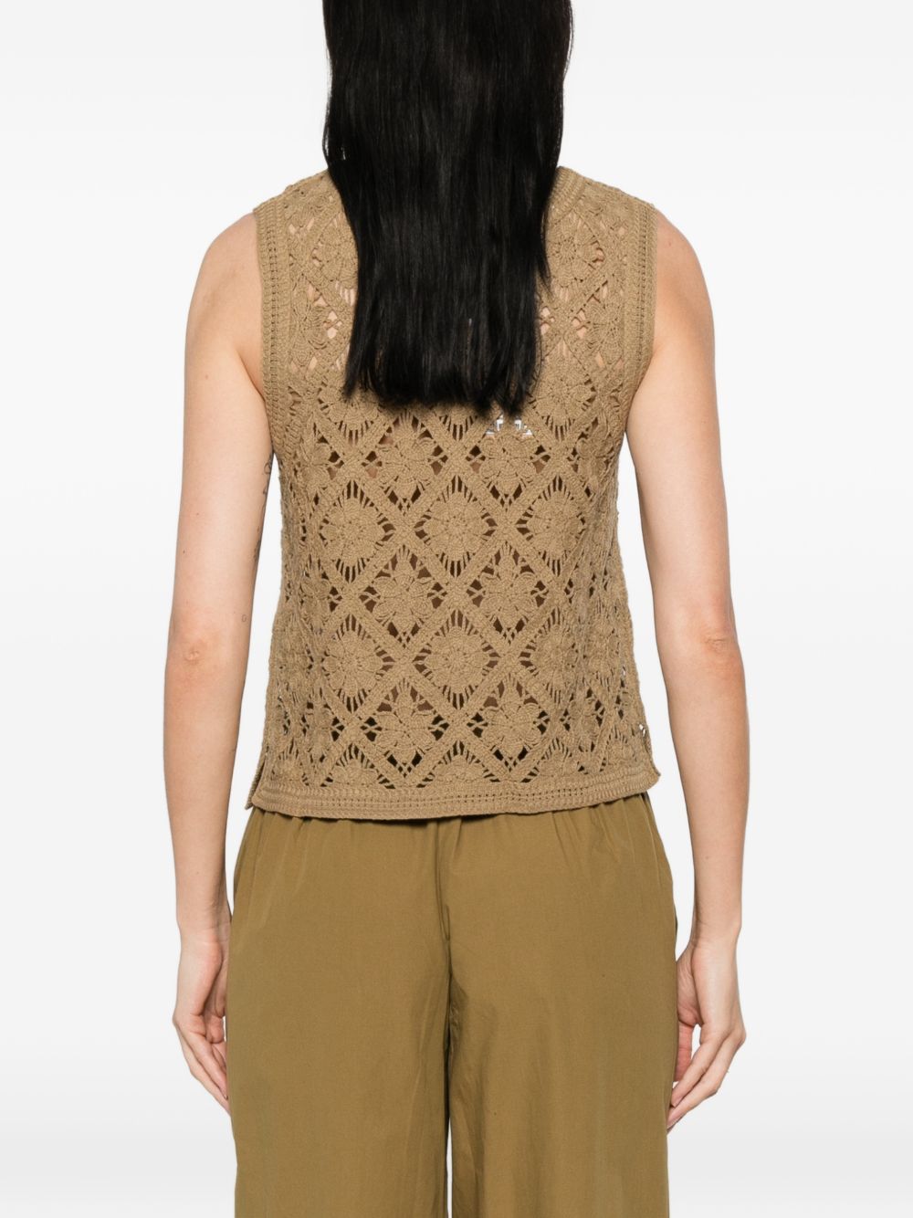 YERSE Gilet Sam in maglia cachi con bottoncini