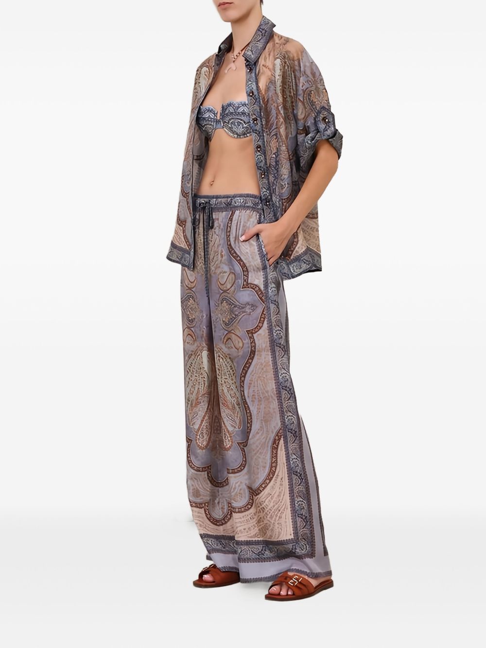 ZIMMERMANN Pantaloni in seta con fantasia