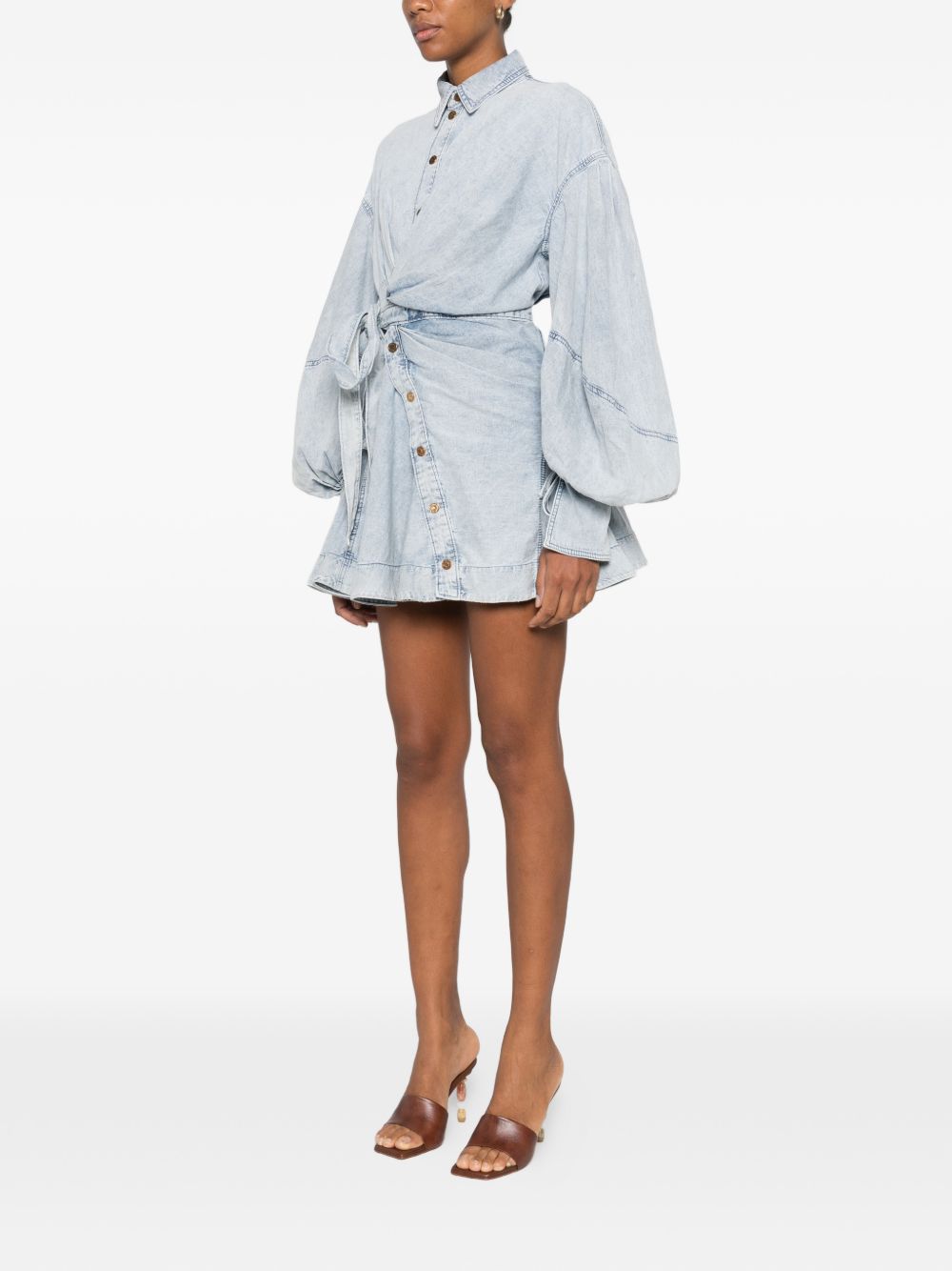 ZIMMERMANN Abito corto in cotone azzurro