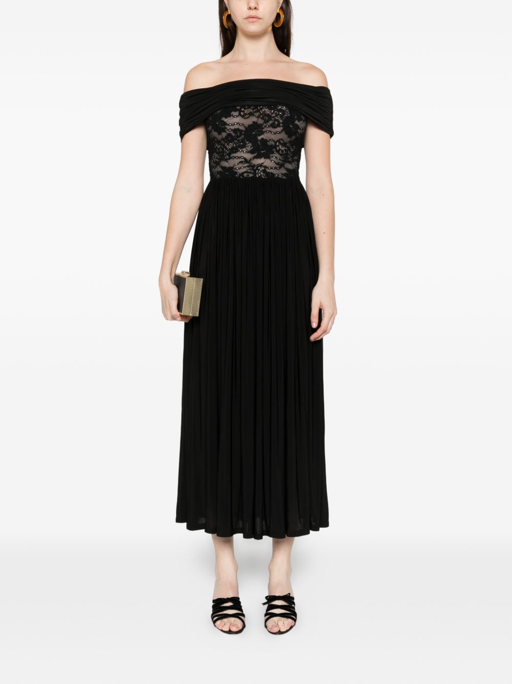 ZIMMERMANN Abito lungo nero con scollo bardot