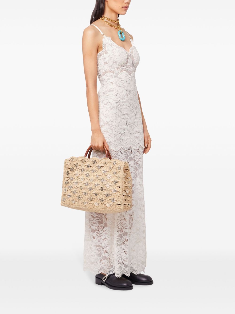 RABANNE Borsa a mano in rafia beige