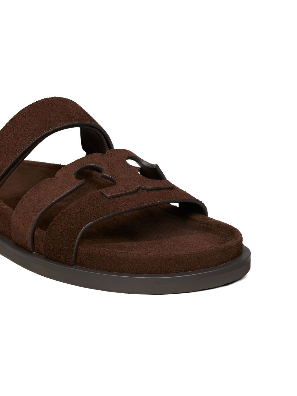 TORY BURCH Ciabatte Ines in pelle scamosciata marrone