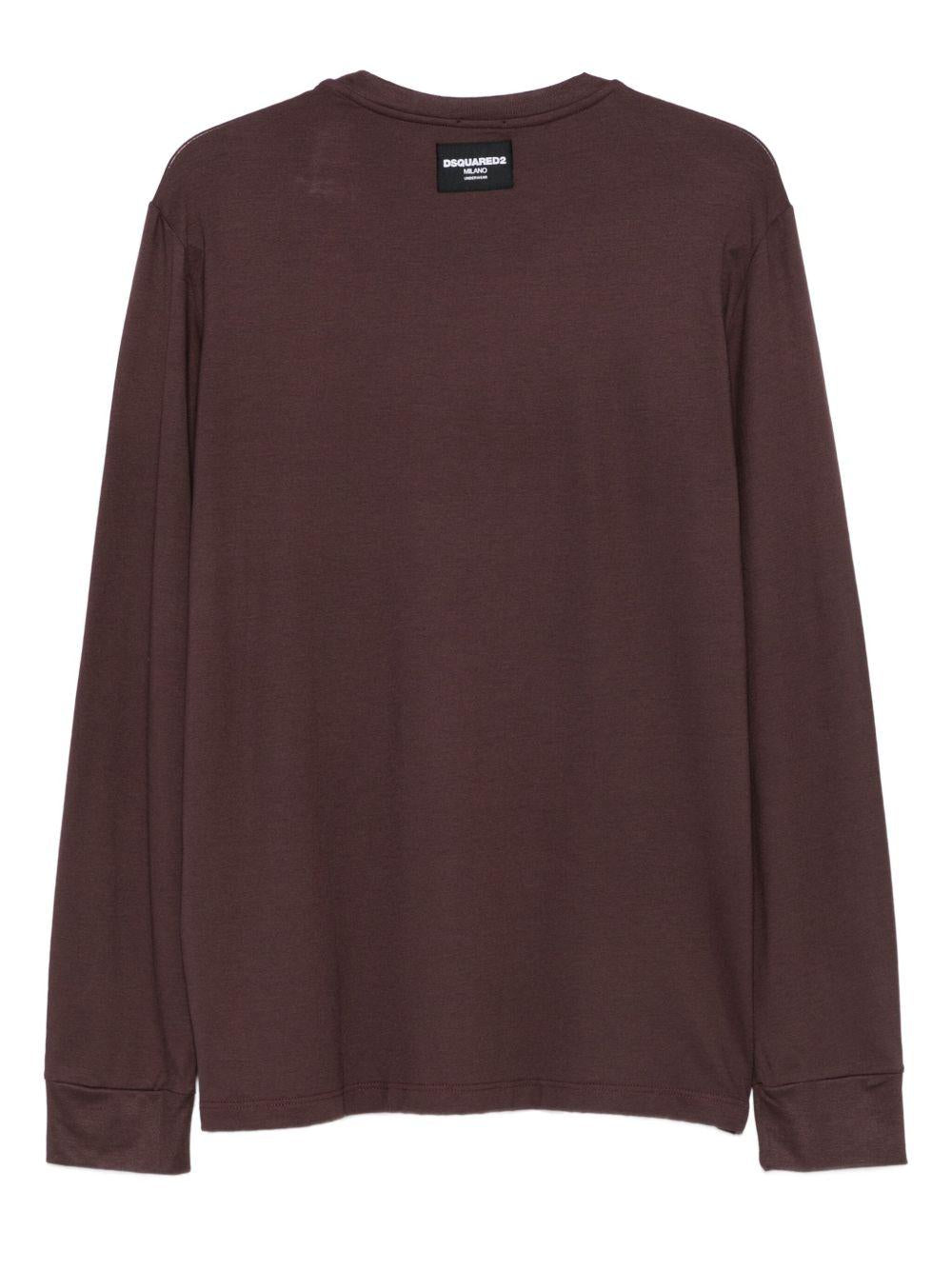 DSQUARED2 Maglietta marrone girocollo in modal
