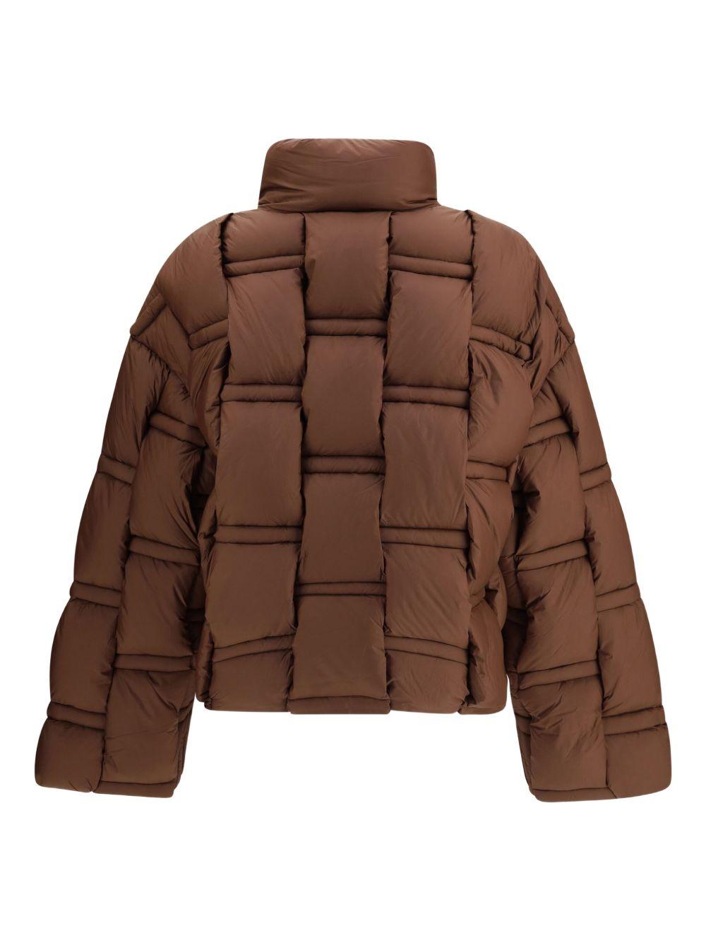 RAXXY Piumino marrone scuro con design imbottito intrecciato