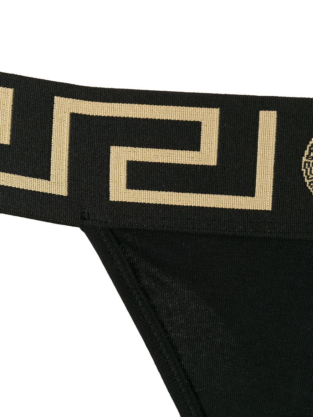 VERSACE Slip in cotone stretch con bordo greca