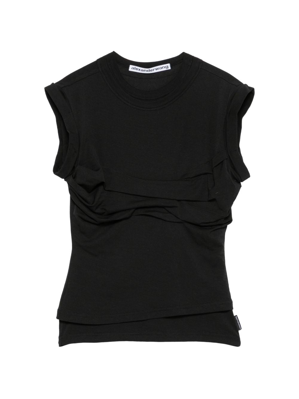ALEXANDER WANG Top nero in cotone elasticizzato effetto arricciato 