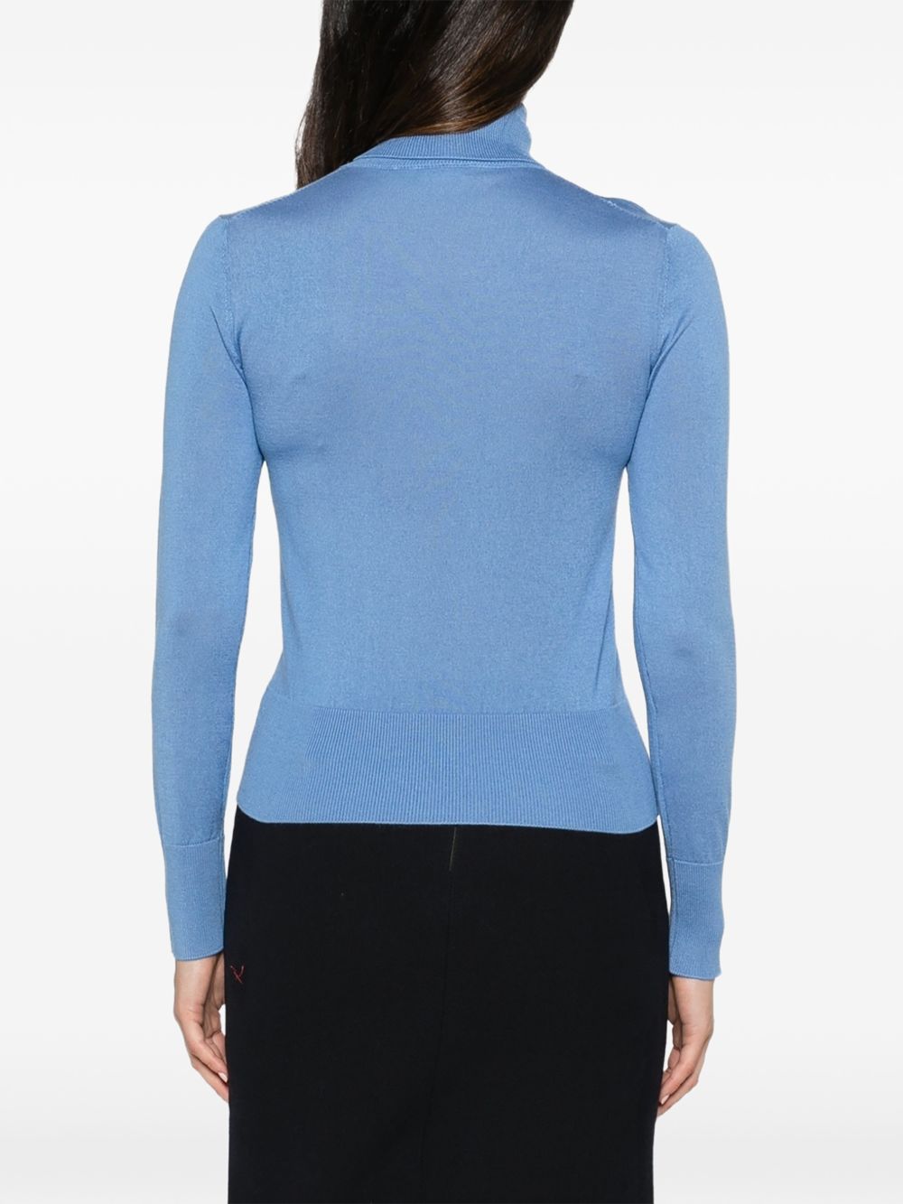 ALPHA STUDIO Maglia a collo alto in seta e cashmere azzurra 