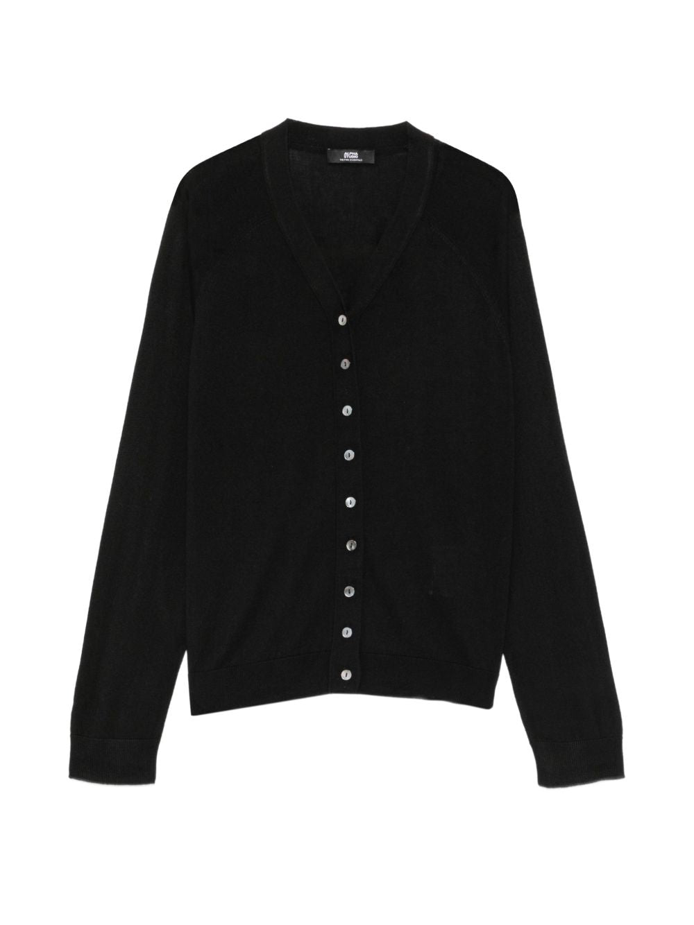 ALPHA STUDIO Cardigan nero con bottoni in seta e cashmere 